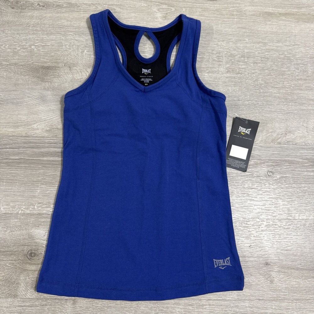 Everlast Tank Top Women’s Small Royal Blue Racerback Keyhole Cotton Spandex NWT
